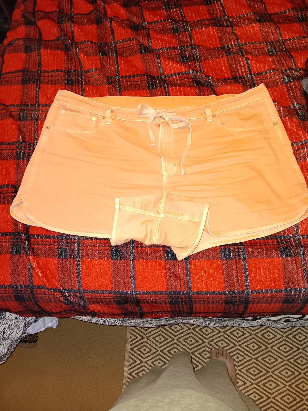 American Eagle Outfitters Peach Drawstring 100% Denim Beach Baggy Shorts